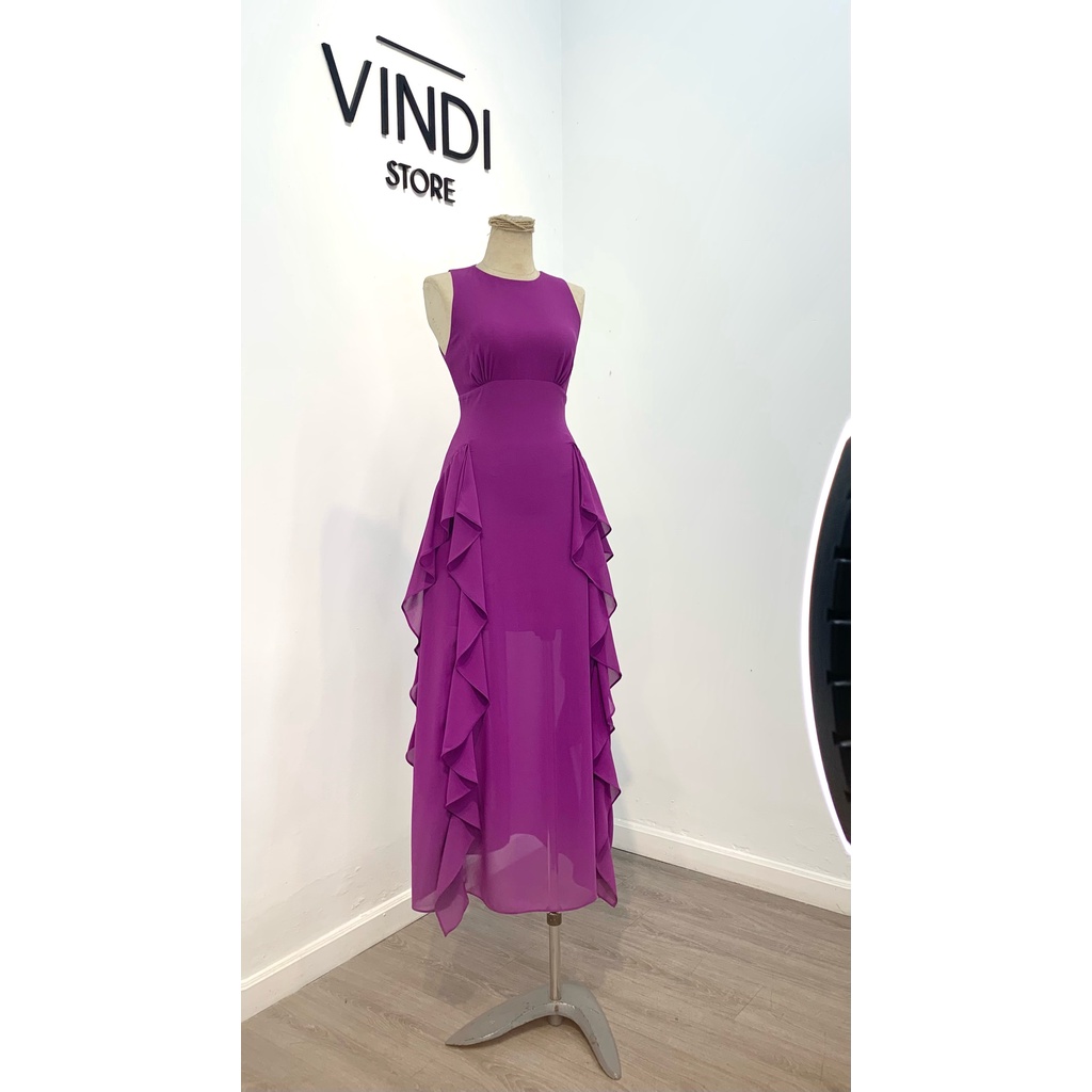 Đầm maxi nhún bèo sang chảnh