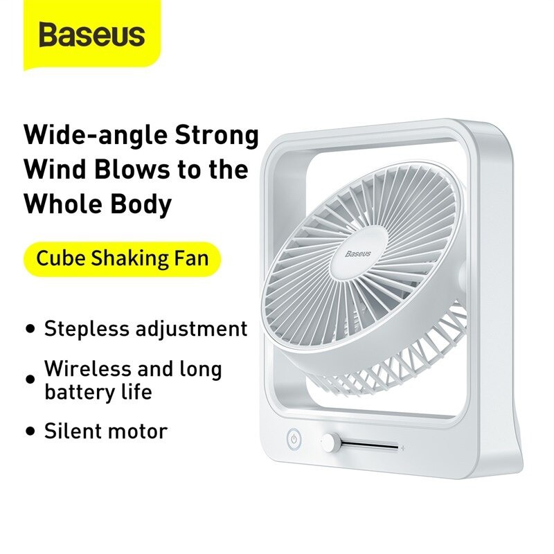 Quạt Mini Để Bàn BASEUS Cube Shaking Fan CXMF02 Tự Động Quay Tích Điện Pin Sạc Siêu Bền 5400mah Hoạt Động Liên Tục 18h | BigBuy360 - bigbuy360.vn