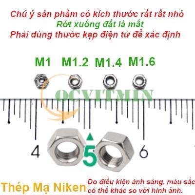 UM#B - Đai ốc M1 M1.2 M1.4 M1.6 Ecu Lục Giác Tán Thép Mạ NiKen