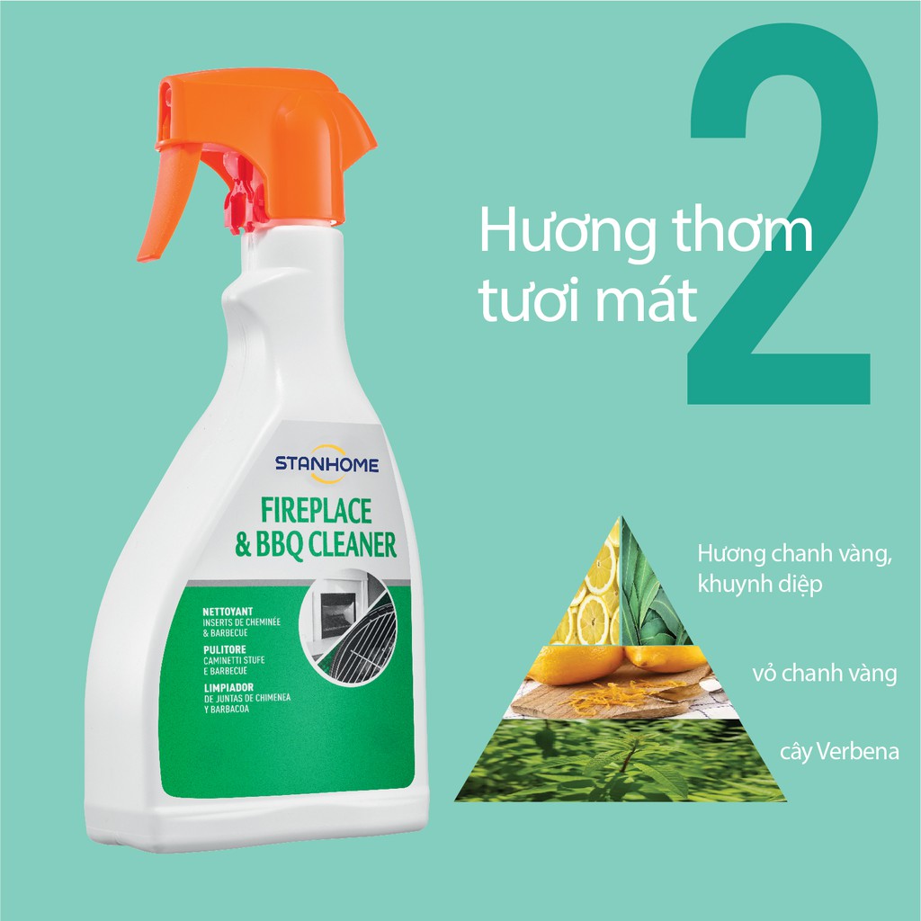 Xịt làm sạch bếp nướng BBQ, lò sưởi Stanhome Fireplace & BBQ Cleaner 500ml