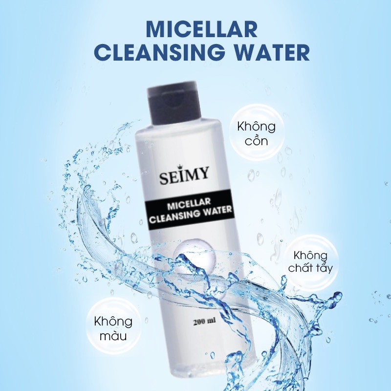 Nước tẩy trang Seimy - Micellar Cleansing Water làm sạch da chỉ với 1 bước , an toàn lành tính, dùng cho mọi loại da