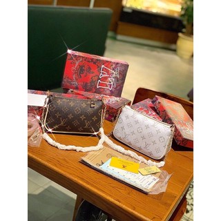 Túi kẹp nách LV hoa nâu size19 Fullbox