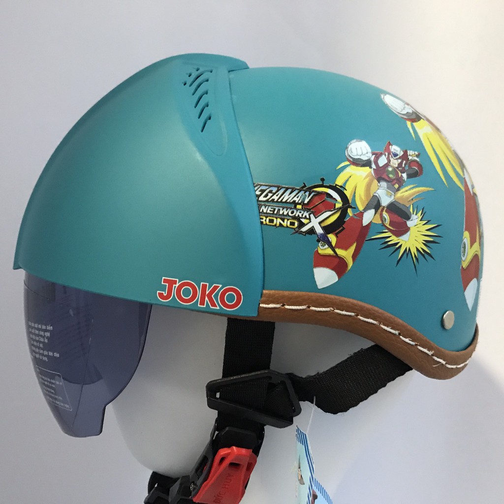 Mũ bảo hiểm trẻ em kính âm - Joko xanh dương Mega Man