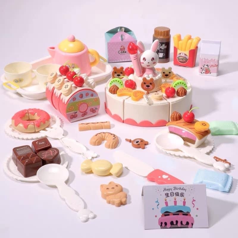 Đồ Chơi Bánh Sinh Nhật, loại lớn  85 CHI TIẾT KÈM NHẠC VÀ ĐÈN  Đồ Chơi Bánh Ngọt Cho Bé trai, bé gái