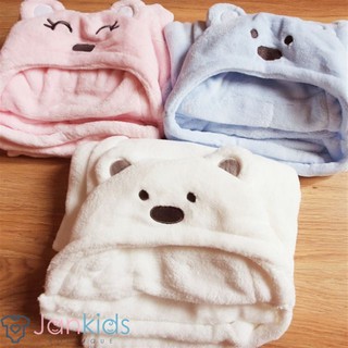 Chăn ủ sơ sinh hình gấu có mũ/ khăn choàng ủ minizon cho bé (hàng chuẩn loại 1)