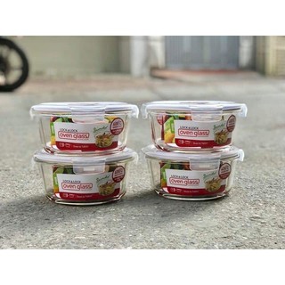 Hộp thủy tinh tròn chia ngăn chịu nhiệt Lock&Lock 900ml