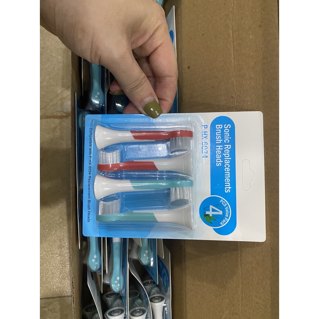 Vỉ 4 đầu bàn chải điện thay thế cho bàn chải điện Philips Sonicare trẻ em, người lớn