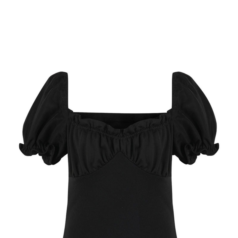 Áo Sơ Mi Trắng Tay Ngắn Phồng Cổ Vuông Xếp Ly Dáng Ôm Thời Trang Mùa Hè Hàng Mới Dành Cho Bạn Nữ