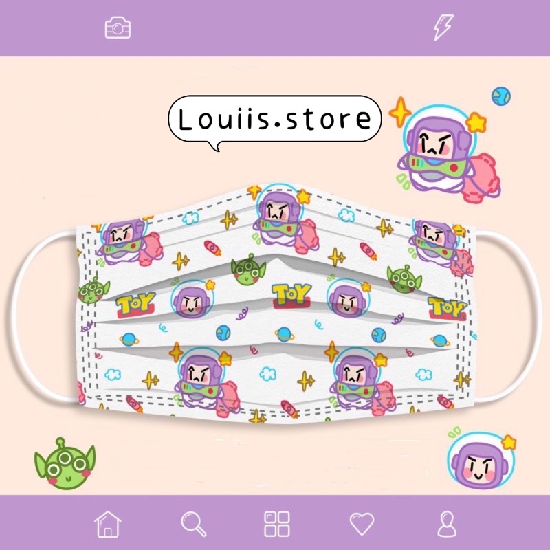 [Set 5 Cái] Khiếc Khẩu Trang In Hình Dễ Thương, Họa Tiết Hoạt Hình Người Lớn Louiis.store