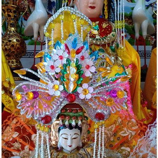 Bộ áo choàng rồng phụng + mão cho tượng mẹ (3 tấc)-  bà Chúa Xứ / bà Thiên Hậu / bà Cửu Thiên/ mẹ Địa Mẫu