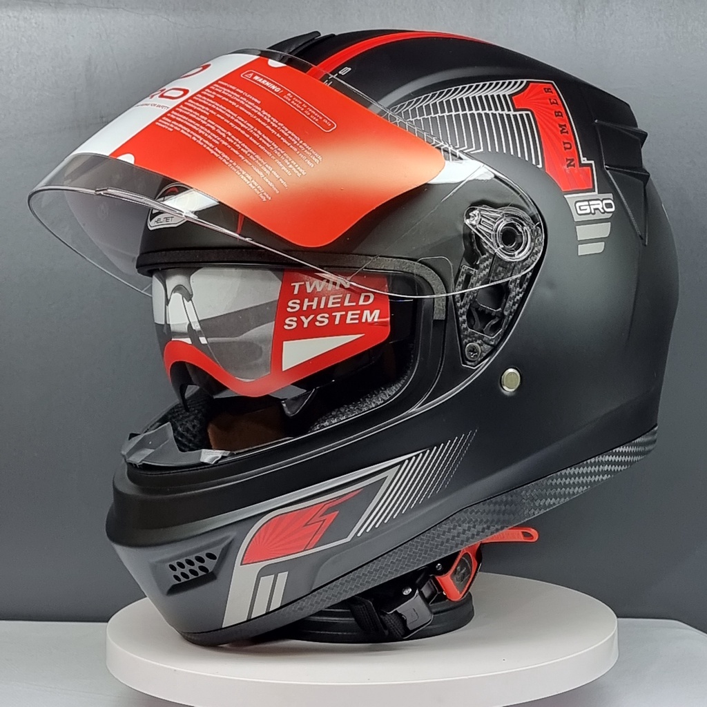 Mũ Bảo Hiểm Fullface GRO Helmet có kính chính hãng, thiết kế 2 kính, kiểu dáng mạnh mẽ cho nam - Nhiều màu