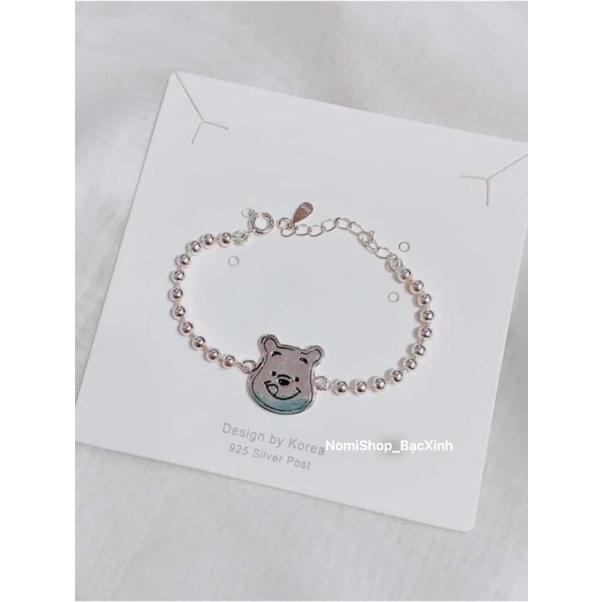 Lắc tay hình gấu chuẩn bạc ta cho bé, có khắc mặt sau thông tin ba mẹ Mainomi Shop Bạc Xinh