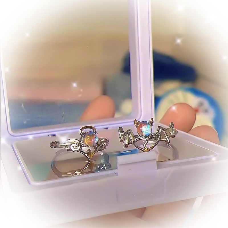 Nhẫn Bạc Hàn Quốc Hình Thiên Thần Và Ác Quỷ Có Thể Điều Chỉnh Cho Cặp Đôi