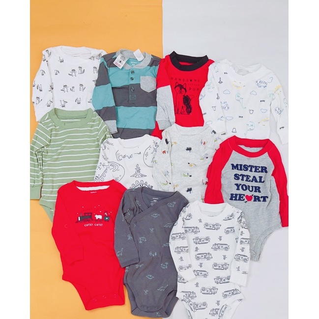Set 5 bodysuit ngắn tay hàng xuất dư chất cotton mềm đẹp cho bé từ 0-24 tháng
