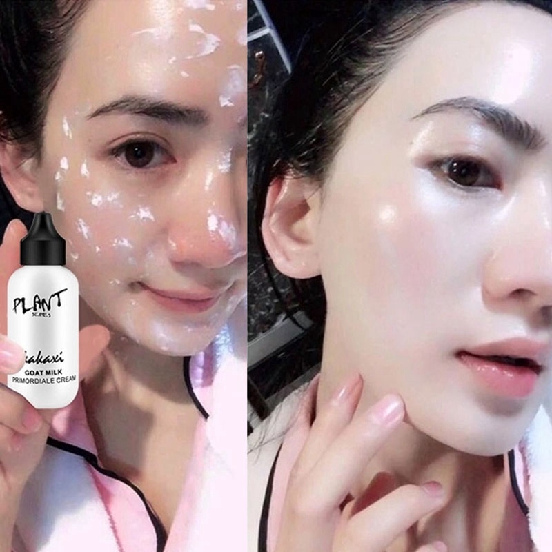 50ml Lazy Liquid Foundation Goat Milk Full Coverage Waterproof Tone Cream Primer Base Makeup Brighten Korean Cosmetics