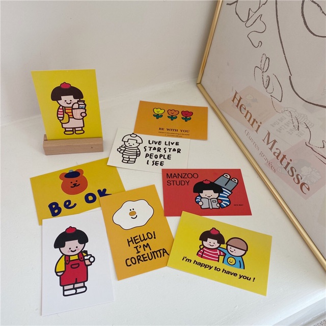 Set postcard dán tường decor ulzzang (không gồm stick dán tròn)