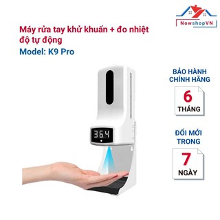 Máy rửa tay, đo thân nhiệt tự động k9 pro. tự động xịt cồn, cảnh báo người có nhiệt độ cao. có quà tặng