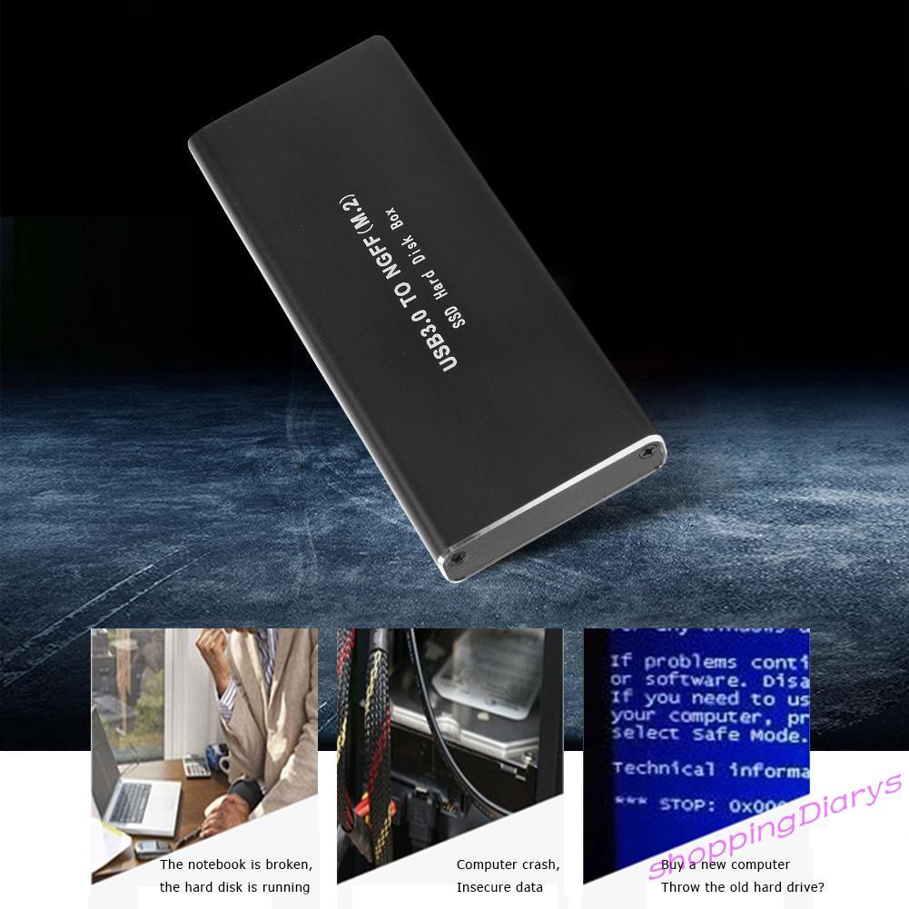 ✤Sh✤ Hard Disk Case M.2 B-Key to USB 3.0 Adapter SSD Mobile External Enclosure