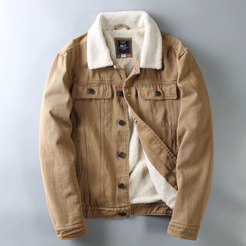 Áo Khoác Denim Lót Lông Unisex