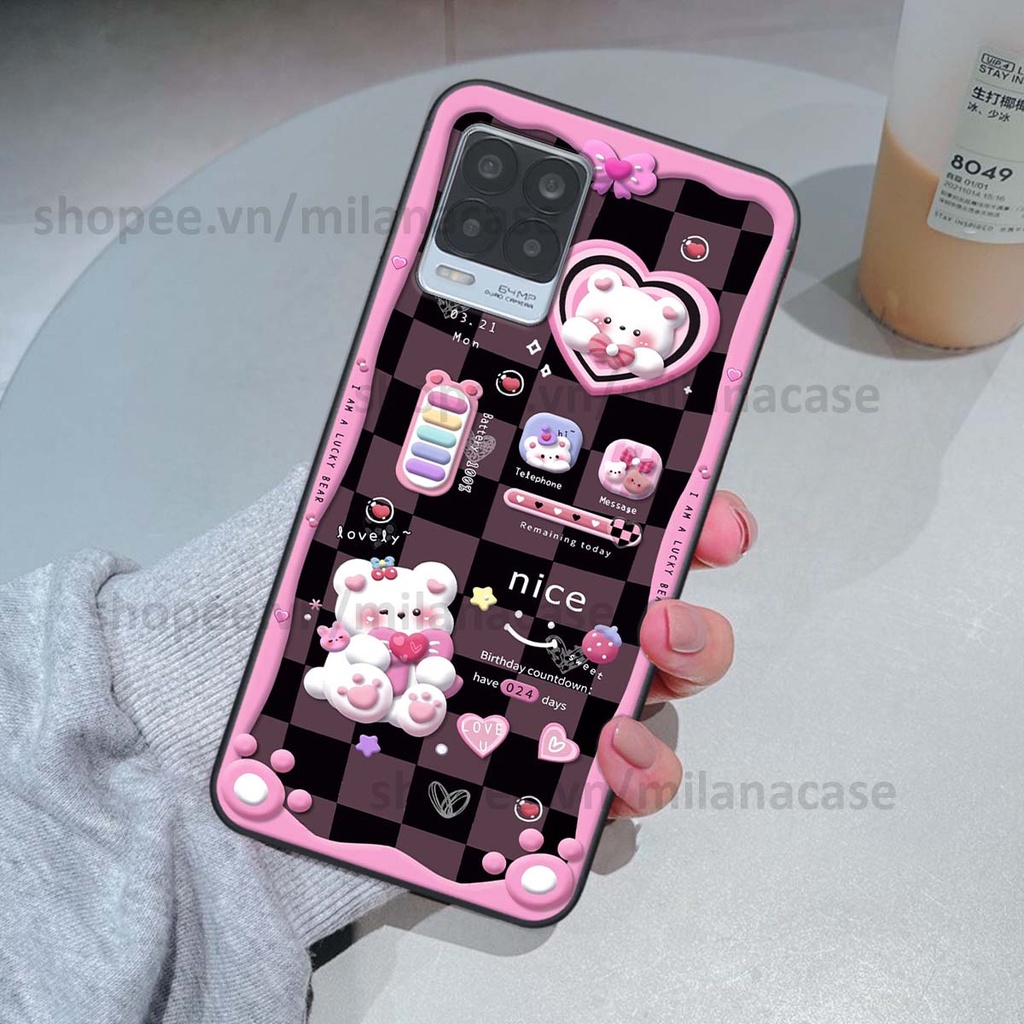 Ốp Realme 8 hình đồng hồ icon gấu mèo cute cực dễ thương ngộ nghĩnh
