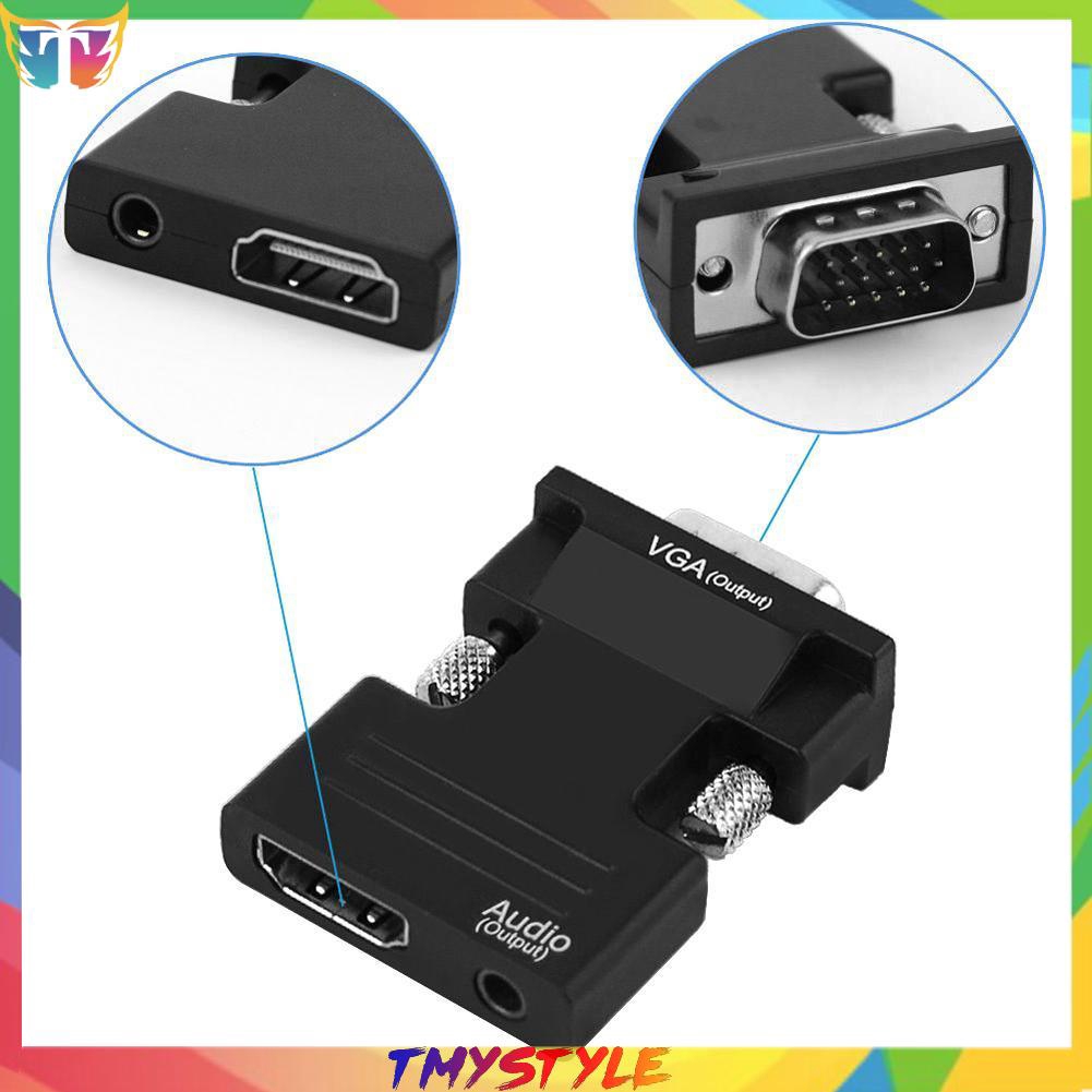 Cổng chuyển đổi từ HDMI sang VGA với cáp âm thanh 1080P chất lượng cao