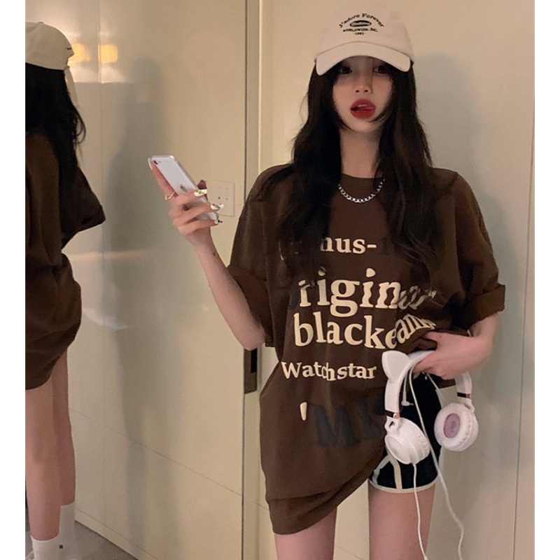 Áo Thun Tay Ngắn Dáng Rộng Hoạ Tiết In Hợp Thời Trang Cho Nữ