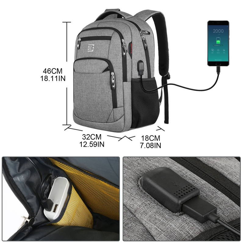 Ba Lô Đựng Laptop Chống Trộm Có Giắc Cắm USB 18 Inch