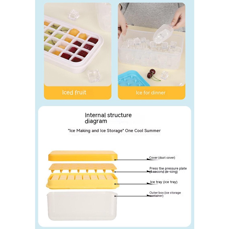 Khay Làm Đá Nhiều Tầng Bằng Silicone Cấp Thực Phẩm Kích Thước Lớn Có Nắp Đậy