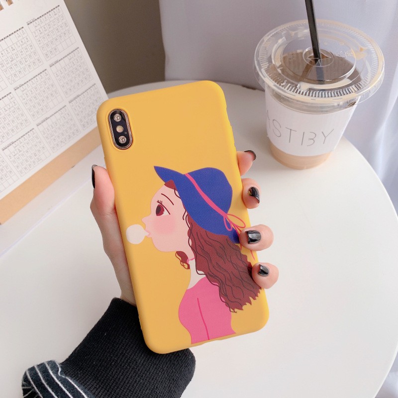 [ IPHONE ] Ốp Lưng Silicon Cô Gái Đội Mũ - A003