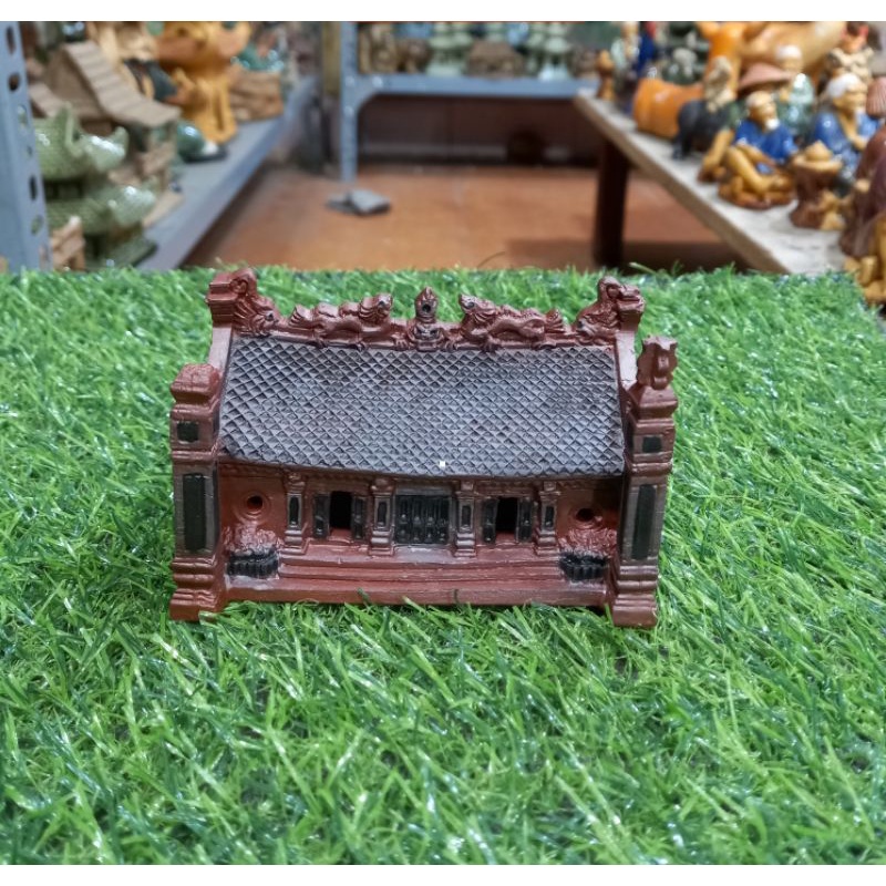 Tượng gốm đình làng trang trí tiểu cảnh,bể cá.Kích thước 6x10cm