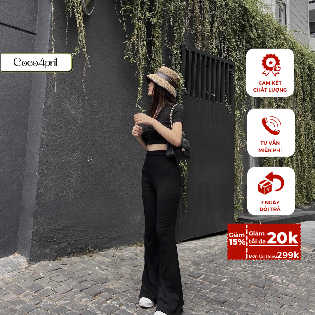 Quần ống loe nữ dáng dài lưng cao có khóa kéo phía sau co giãn 4 chiều hack chân siêu đỉnh QT103
