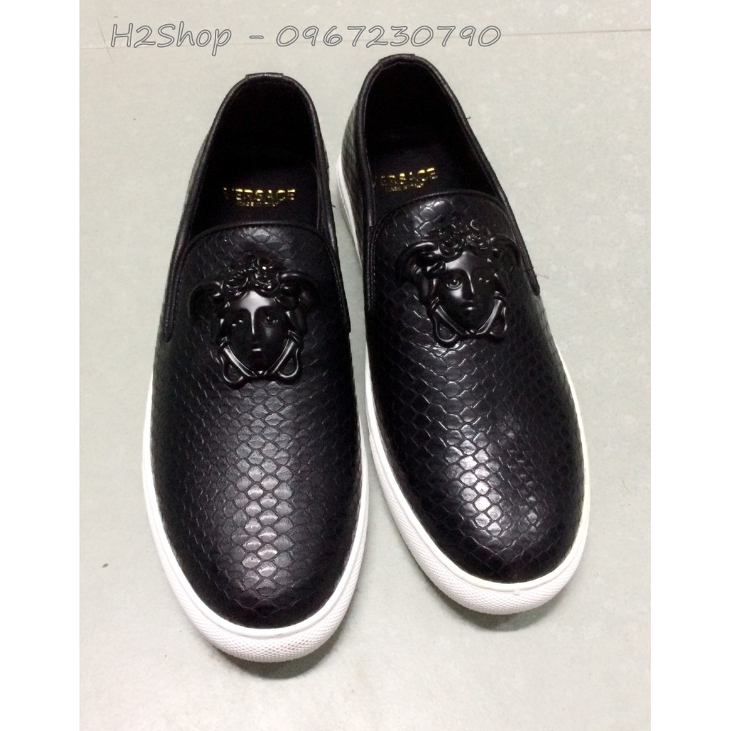 Giày Lười Versace SLIP ON Đính Đá và da trơn Mới MT083