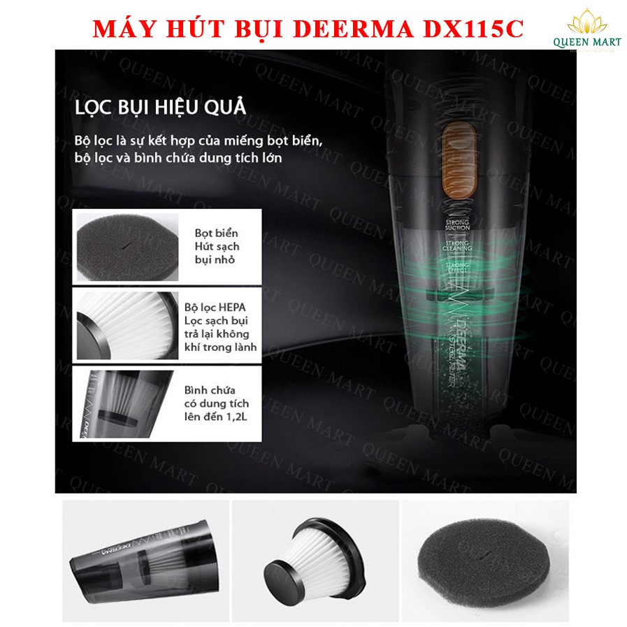 Máy Hút Bụi Cầm Tay DEERMA DX115C – Máy Hút Bụi Gia Đình Công Suất 600W – Q048