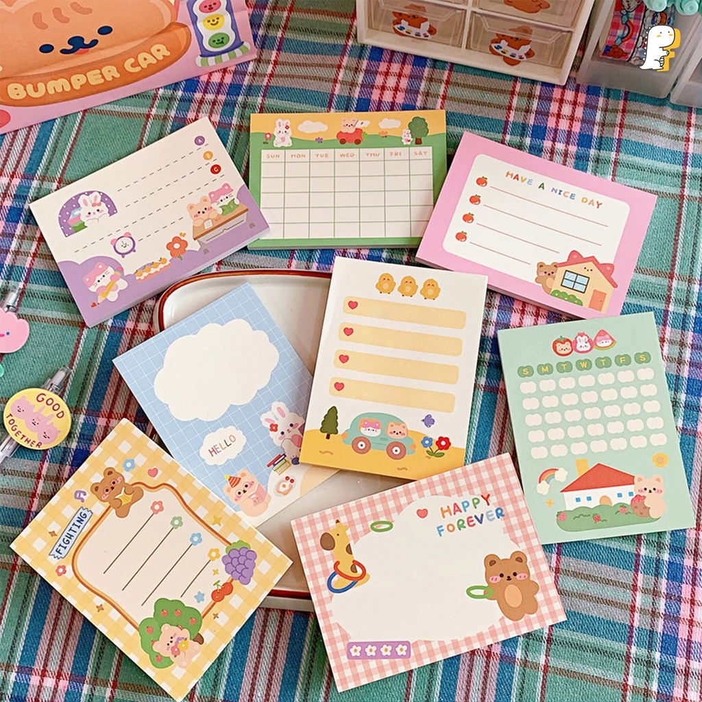 Giấy note ghi chú học sinh văn phòng Gấu thỏ dễ thương