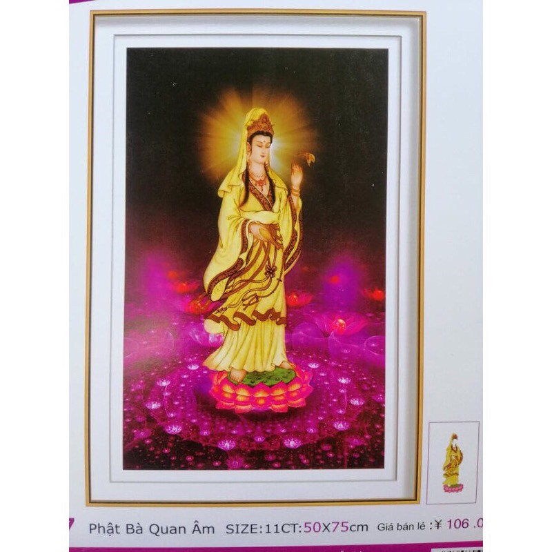 Tranh thêu chữ thập Phật Quan Âm LV3427  chưa thêu