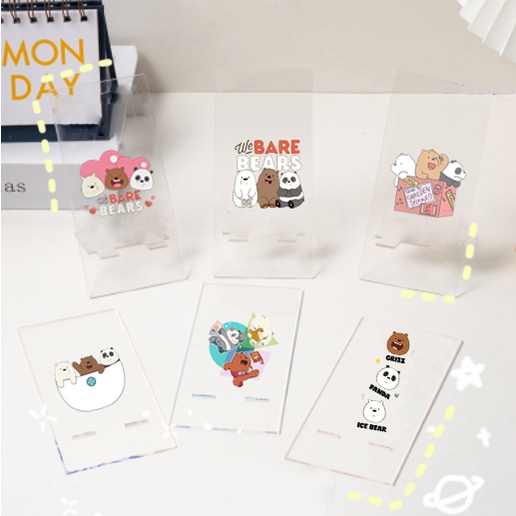 Giá đỡ điện thoại mica ba anh em gấu GDMC28 giá bare bear cute dễ thương trong suốt hoạt hình idol thần tượng