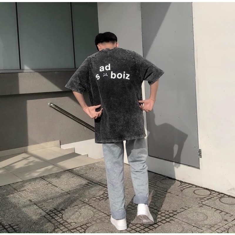 Áo Thun Wash Xám Unisex Tay Lở Sad Boiz