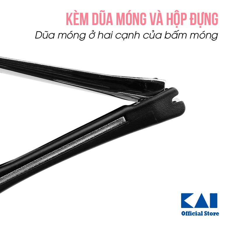 Bấm móng tay Nhật KAI HC1802 siêu sắc siêu chống gỉ - Kèm dũa và đựng móng thừa - BH 12 tháng 1 ĐỔI 1