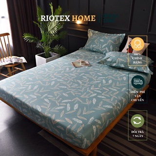 Bộ Ga 3 món Cotton Poly Bền Đẹp RIOTEX- Nhiều kích thước Cho nệm cao tối đa 15cm - Màu Lá Ngọc