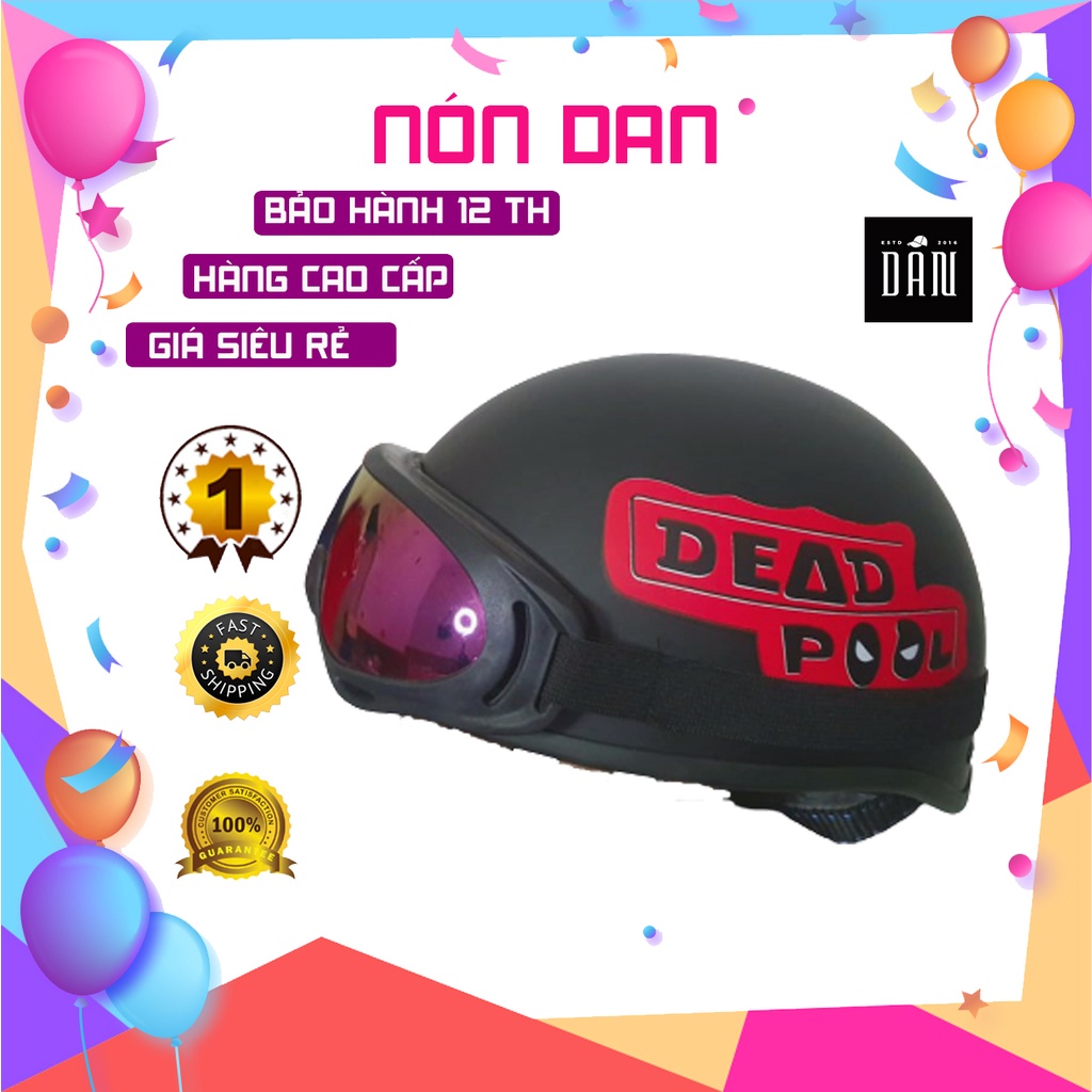 Mũ bảo hiểm nửa đầu Deadpool Tặng kính UV 7 Màu (Mũ phượt 1/2)
