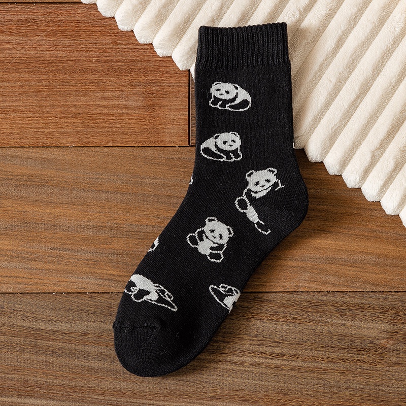 Vớ Cotton Dày Họa Tiết Gấu Trúc Hoạt Hình Dễ Thương Thời Trang Đơn Giản Dành Cho Nữ