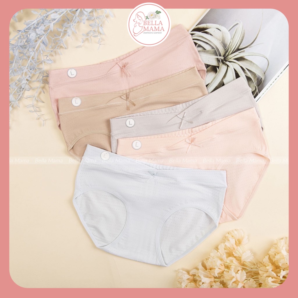 Quần lót bầu cạp chéo cotton set 5 cái mềm nhẹ siêu co dãn mỗi quần 1 túi zip Bella Mama Q04