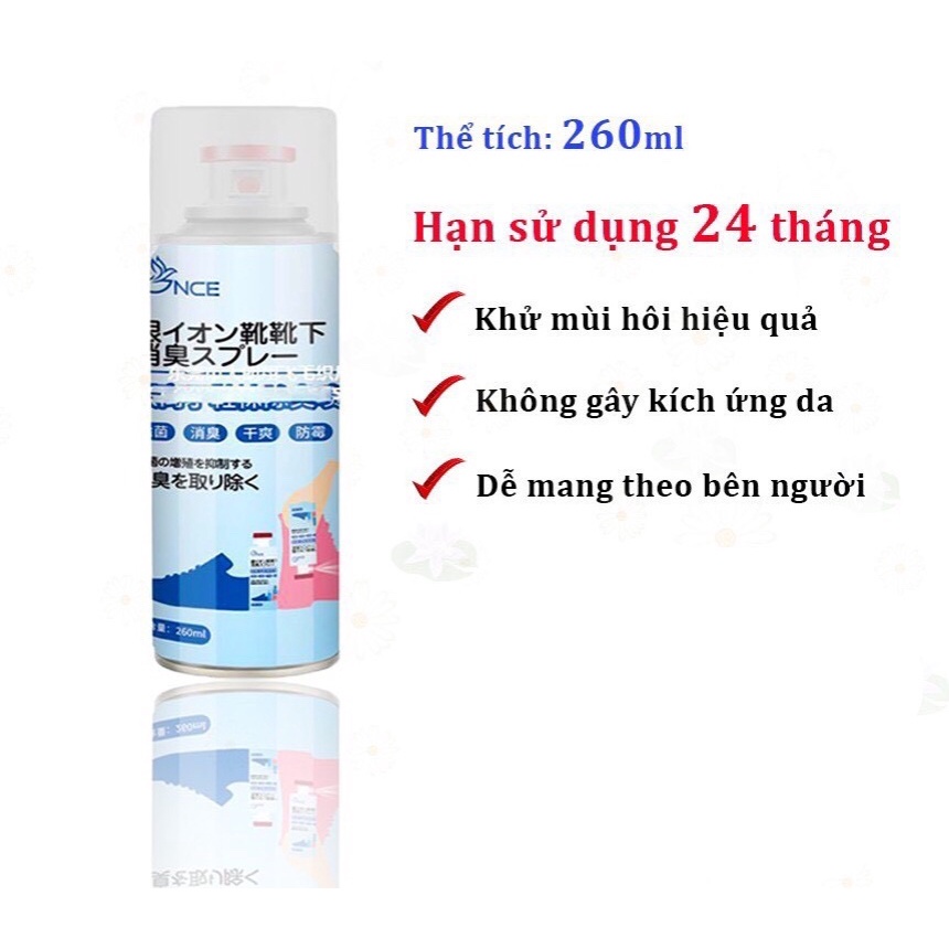 Chai Xịt khử mùi hôi chân giày dép , tất vớ làm thơm tủ giày chống hôi chân hàng nội địa lưu hương đến 24h