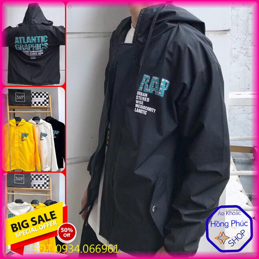 [Giá Sale] ÁO KHOÁC DÙ Rap Atlantic Graphics (M790 - Kèm Ảnh Thật - Có Form Rộng XL)