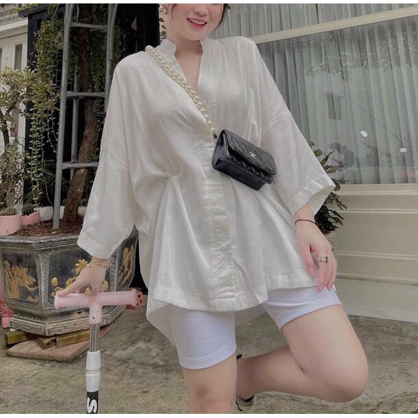 (Uư Đãi FreeShip) Đồ bộ nữ,bộ đùi áo sơ mi from rộng cổ trụ mix quần legging,chất kate mềm mát,hàng chuẩn from