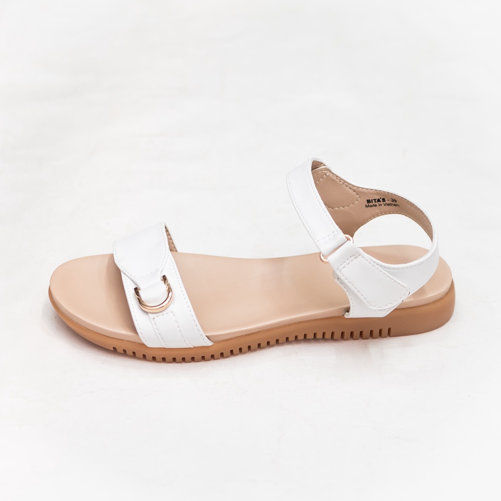GIÀY SANDAL QUAI HẬU ĐẾ BẰNG QUAI NGANG NỮ BITA'S SYN.258 (ĐEN + TRẮNG) - BITAS
