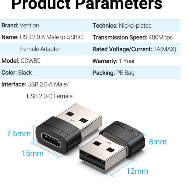 Bộ Chuyển Đổi Type C Cái Sang USB A Đực - Hàng chính hãng