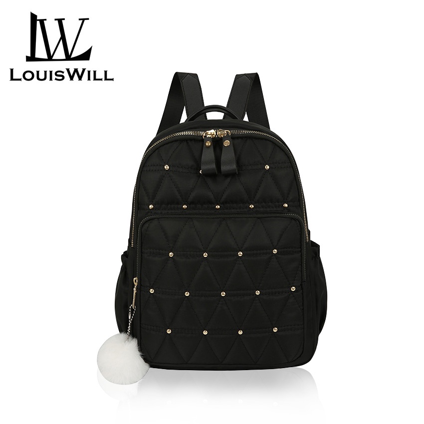 Balo LOUISWILL vải oxford chống thấm nước siêu nhẹ phối đinh tán thời trang dành cho nữ