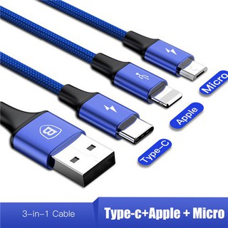 CÁP SẠC BASEUS 3 ĐẦU KẾT NỐI TYPE C, ANDROID VÀ LIGHTNING ( USB TYPE A TO USB TYPE C/ MICRO USB/ LIGHTNING FAST CHARGING