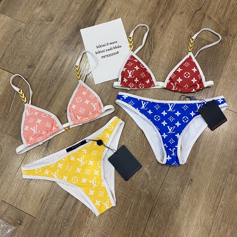 [BKN1179] &lt;BRAND&gt; SET BIKINI LV CHAIN MIX MÀU ĐỎ XANH/HỒNG VÀNG